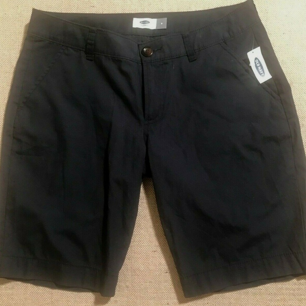 Old Navy Womens Blue Flat Front Shorts‎ Sz 8 NWT